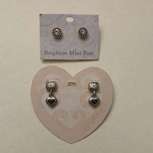 NWT Brighton silver/black LENIKS heart post earrings and mini post earrings lot.
